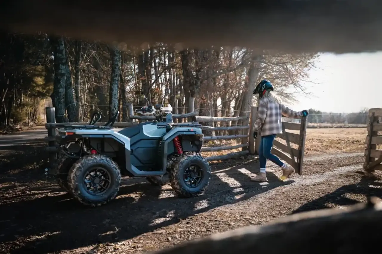 CFMOTO quad ready for work on a country property